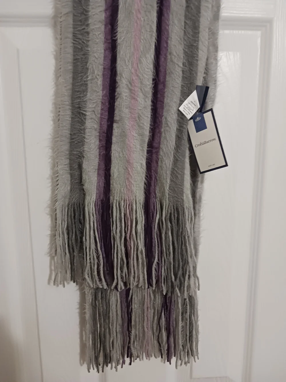 croft & barrow Gray  Purple Black Stripes Super Soft NWT